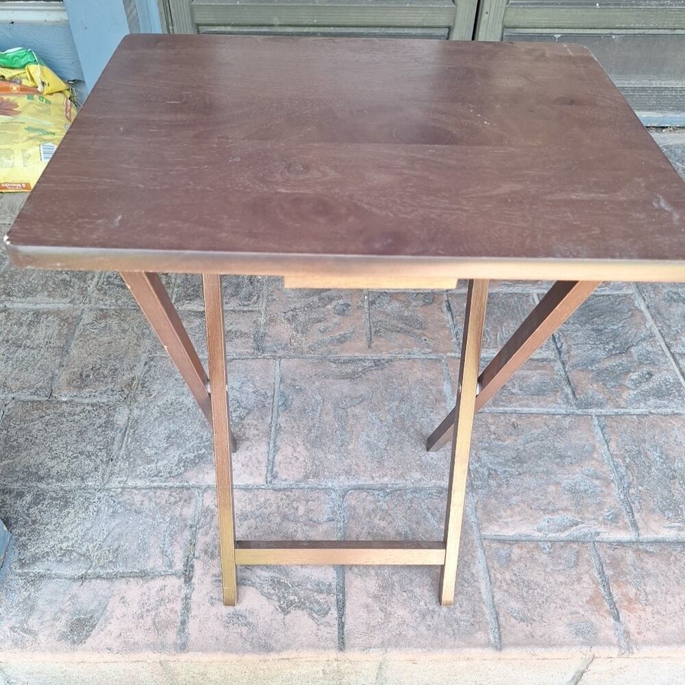 Indoor Folding TV Tray Table Lightweight Portable Tray Table- Walnut 14.5 X 19"